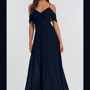 Jenny Yoo Navy Mila Off Shoulder bridesmaids dress